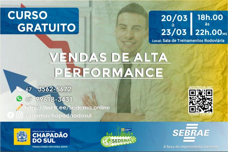 Inscrições abertas para curso gratuito de Vendas de Alta Performance