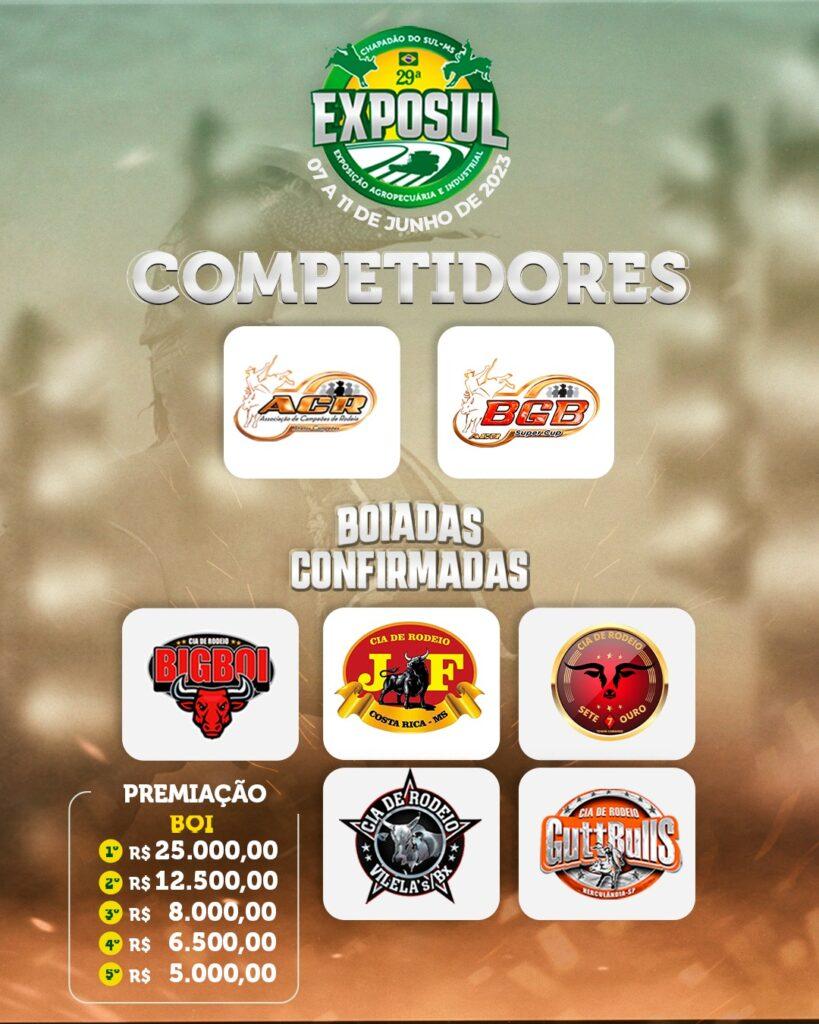 Boiadas confirmadas e premiação da competição de rodeio na 29ª EXPOSUL