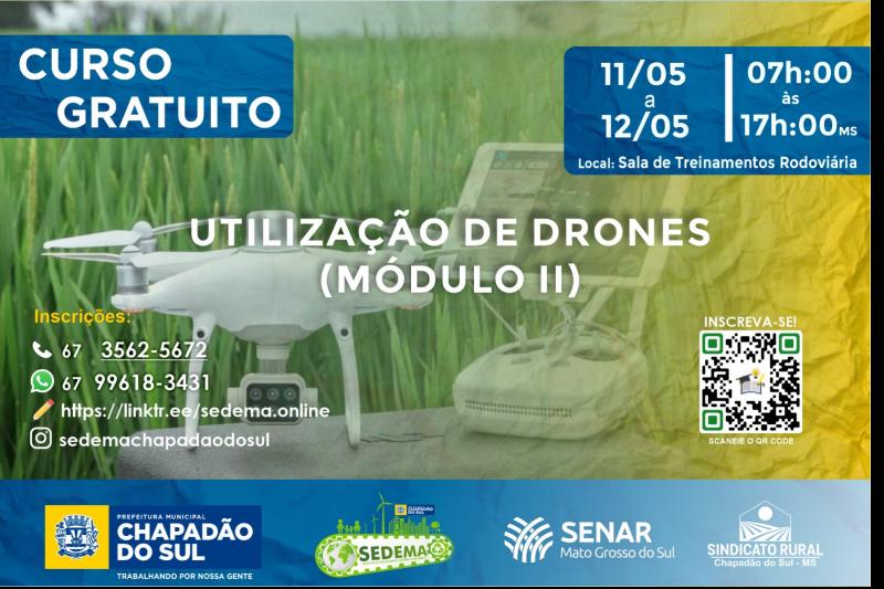 Executivo municipal promove Módulo II do curso gratuito de Drone – Fundamentos da Utilização de Drones como Tecnologia de Precisão no Agronegócio