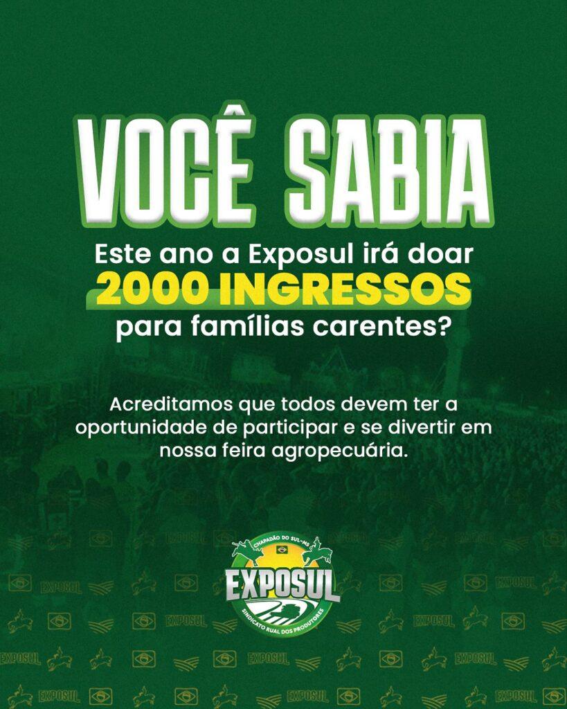 Exposul doará dois mil ingressos para famílias carentes