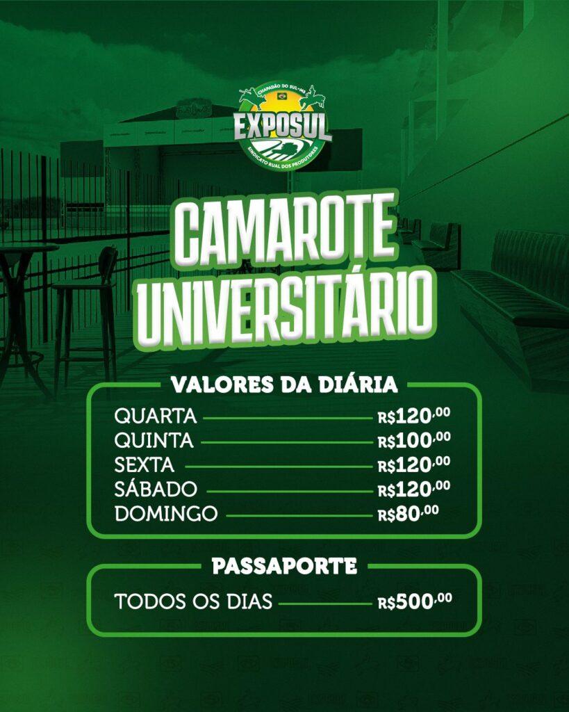 Vendas abertas do Camarote Universitário para a 29ª EXPOSUL!