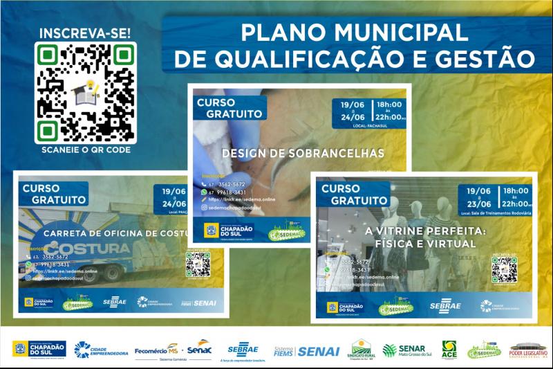 O Executivo municipal inicia a semana com a abertura de três cursos gratuitos para a população de Chapadão do Sul