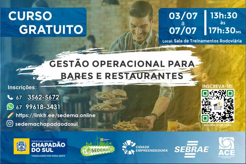 Executivo municipal oferece Curso Gestão operacional para Bares e Restaurantes