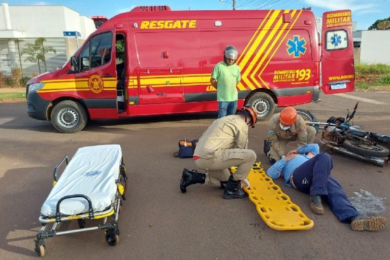 Motociclista é conduzido com vaga zero para capital após colidir moto em Chapadão do Sul