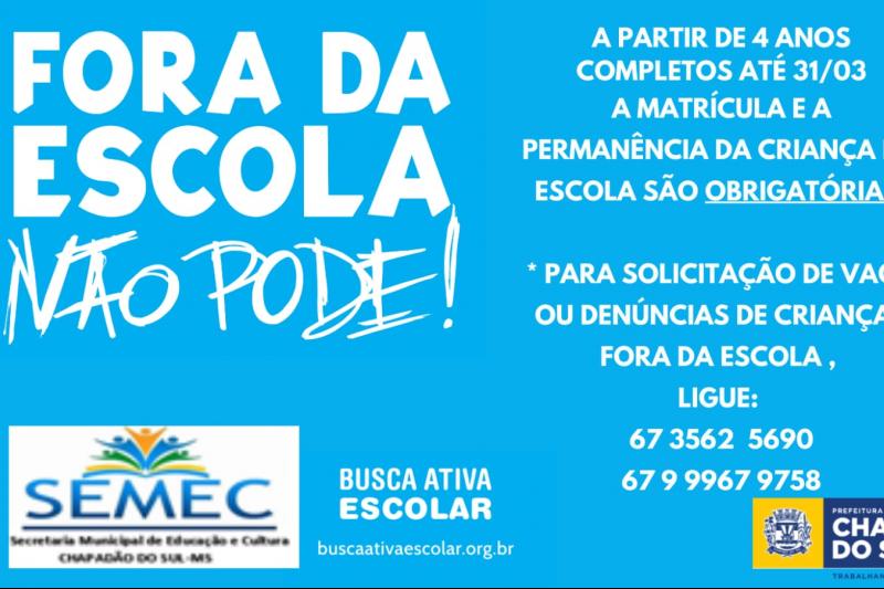 Crianças com 04 anos completos até 31/03 é obrigatório estarem matriculadas e frequentando o ambiente escolar