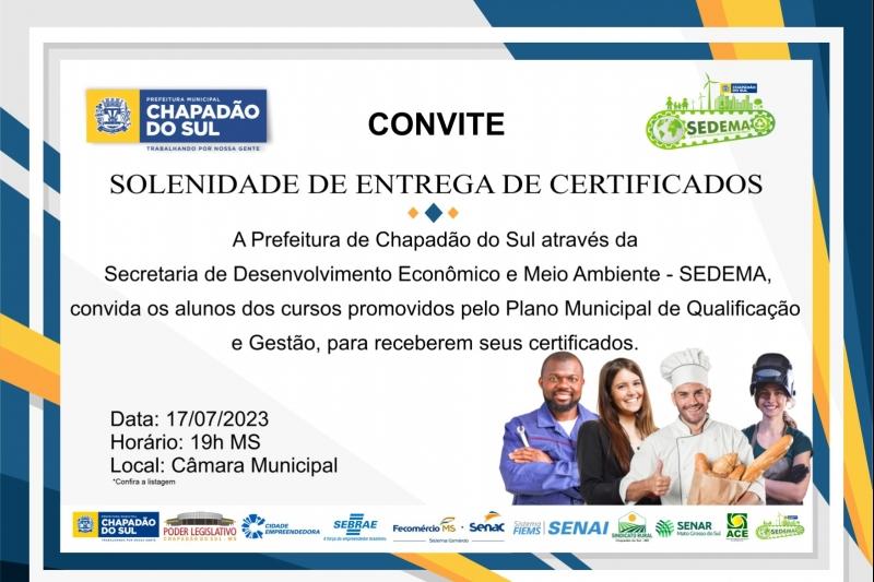 Executivo Municipal promoverá Cerimônia de entrega dos certificados de qualificação profissional