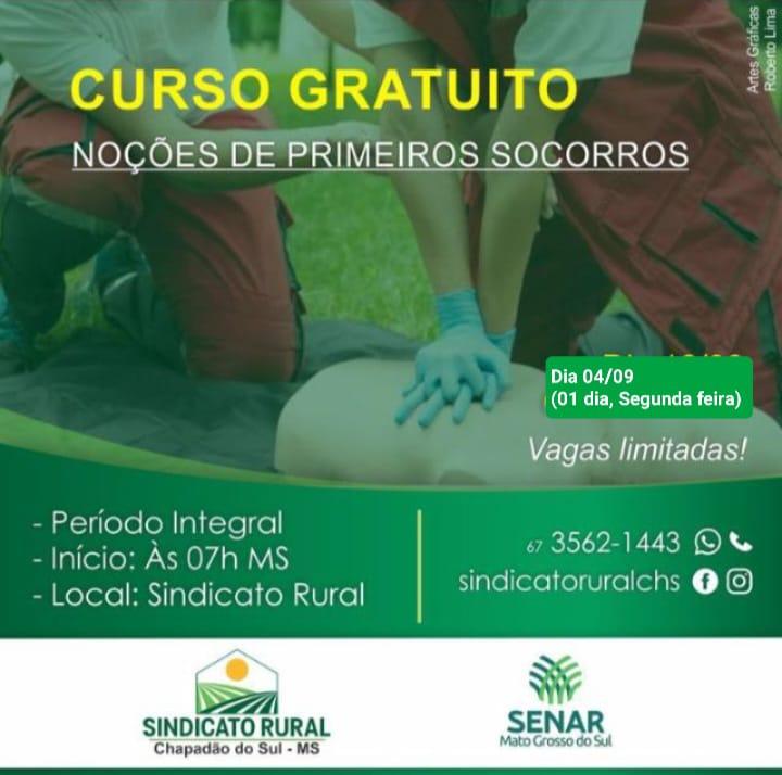 Curso gratuito de primeiros socorros em Chapadão do Sul, faça sua inscrição