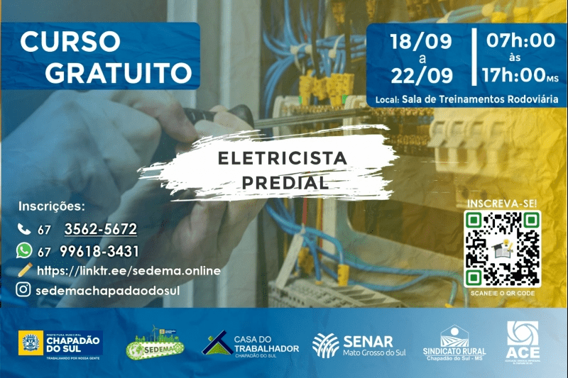 Executivo Municipal oferece Curso Gratuito de “Eletricista Predial”