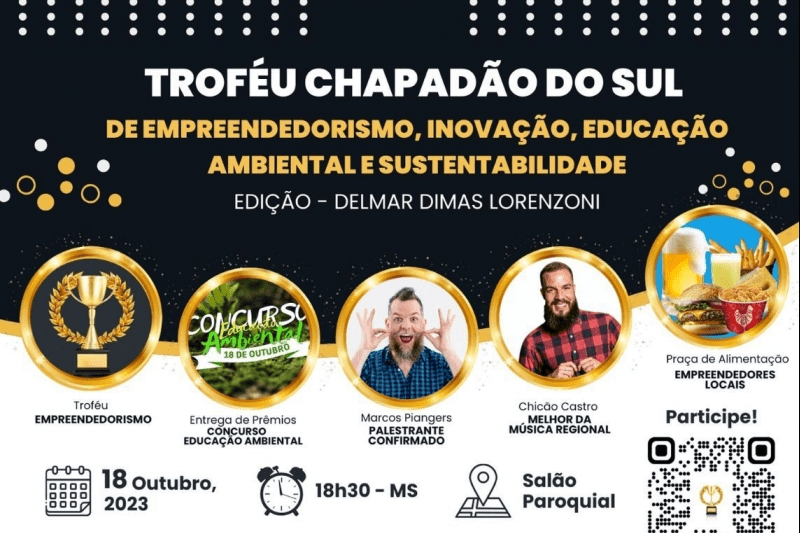 Acontece hoje, o Prêmio Troféu Chapadão do Sul de Empreendedorismo, Inovação, Educação Ambiental E Sustentabilidade