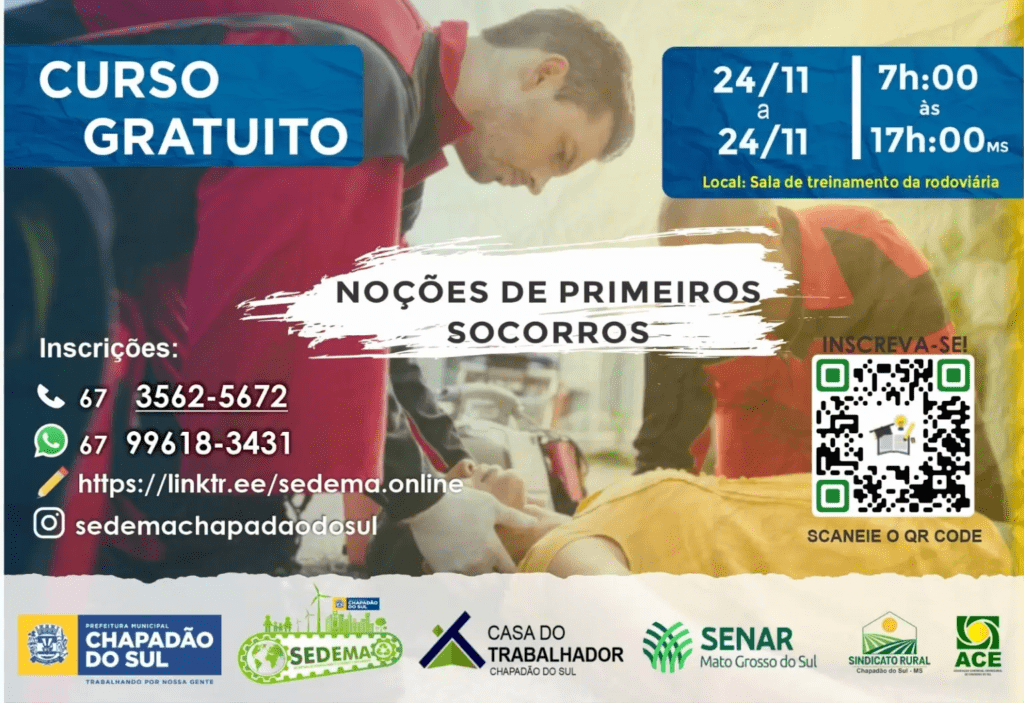 ‘’Noções de Primeiros Socorros’’ – Executivo Municipal abre vagas para o curso nesta sexta-feira, 24