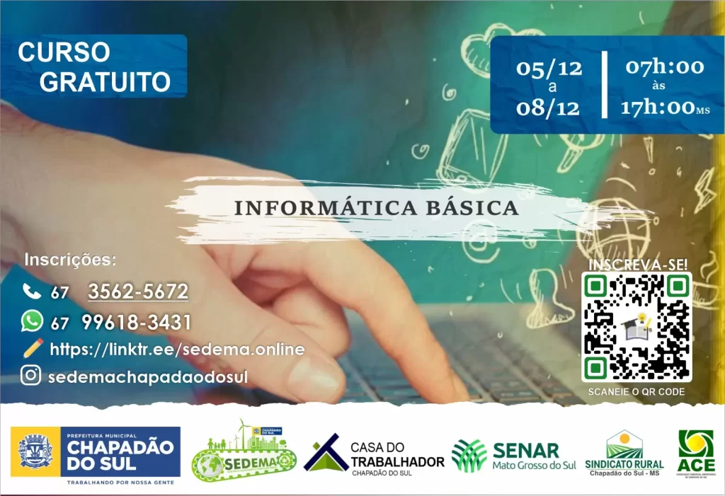 Executivo Municipal abre inscrições para curso gratuito de ”Informática Básica”