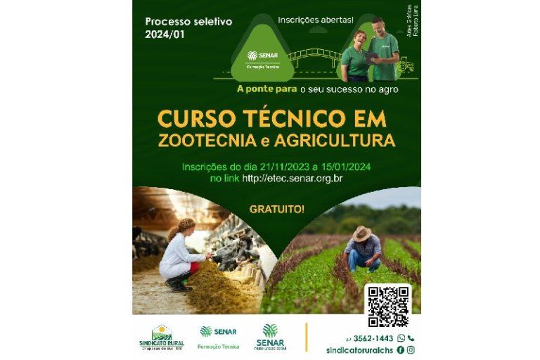 Inscrições aos cursos técnico agrícola e técnico em zootecnia foi estendido até dia 19