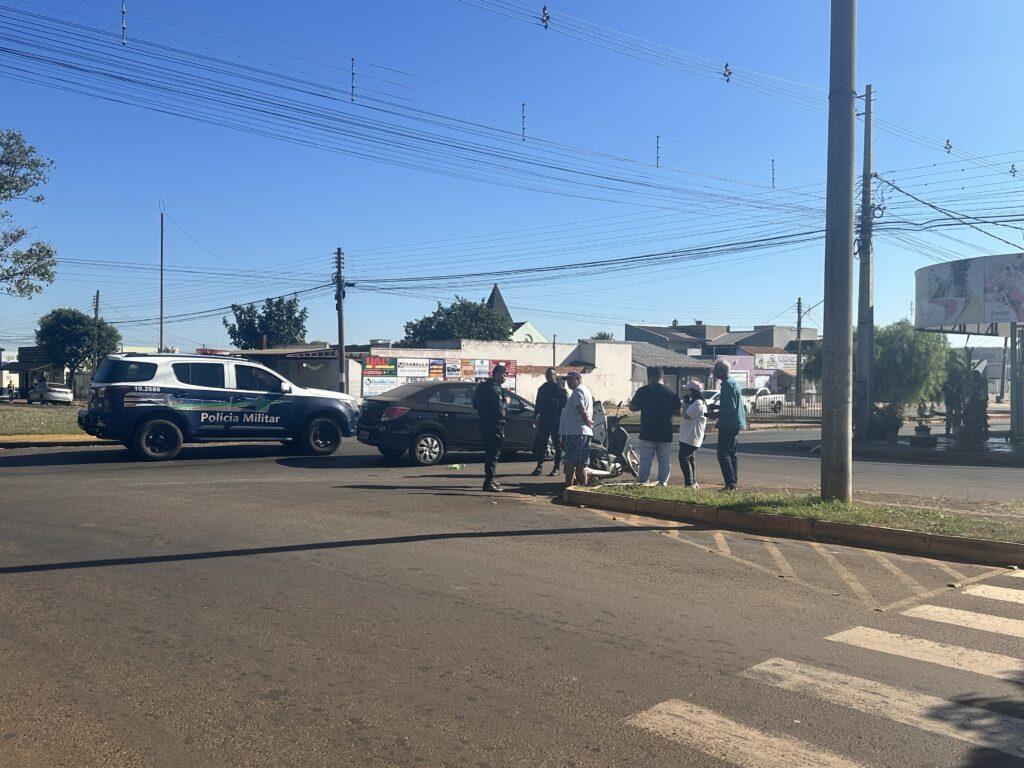 Acidente de trânsito em Chapadão do Sul envolve carro e moto