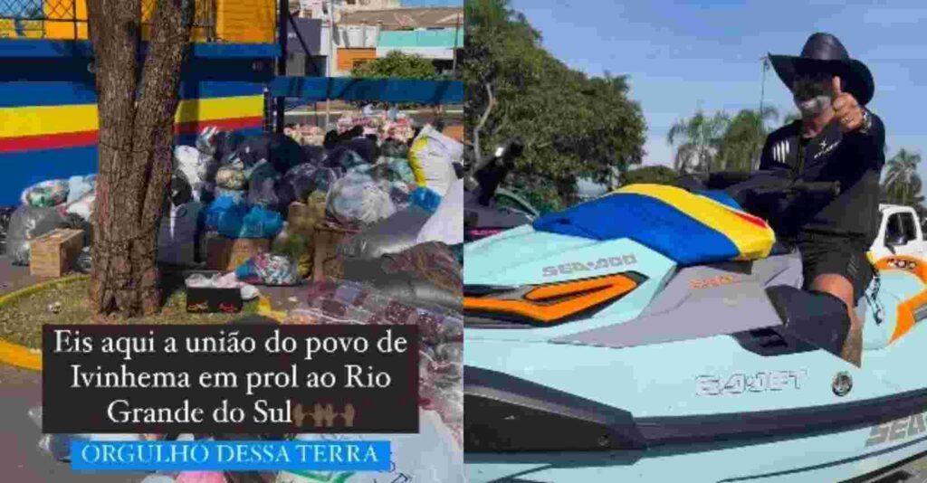 Com doações de Ivinhema, prefeito de MS leva até jet ski para ação no Rio Grande do Sul
