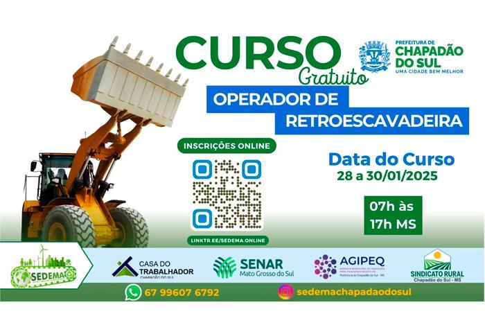 Prefeitura abre inscrições para curso de operador de retroescavadeira