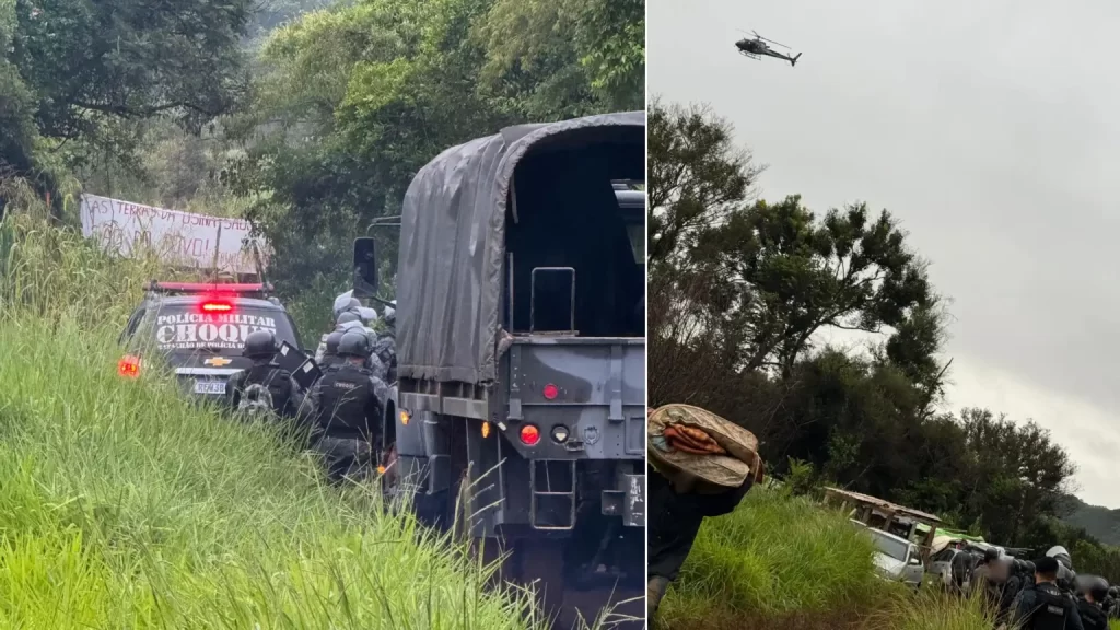 Desocupação da Fazenda São Marcos tem prisão e apreensão de armas e explosivos