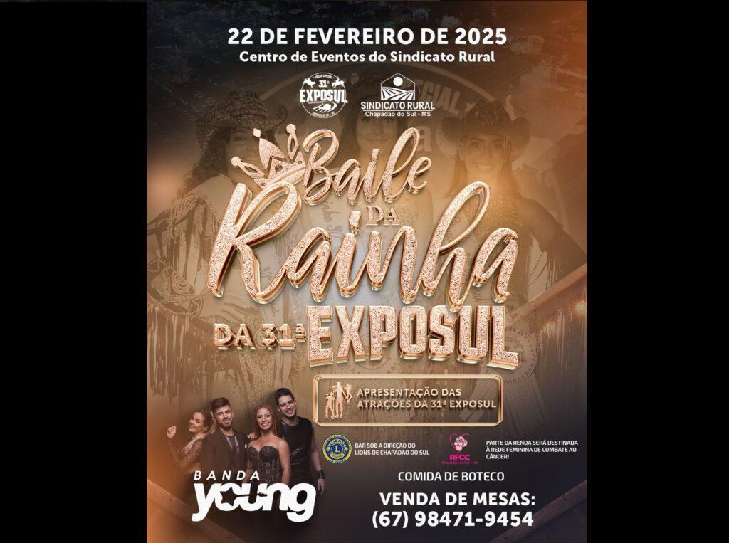 Baile da Rainha da 31ª EXPOSUL promete abrir 2025 com glamour, solidariedade e grandes novidades