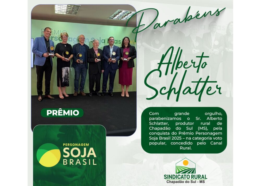 Alberto Schlatter, conquista do Prêmio Personagem Soja Brasil 2025