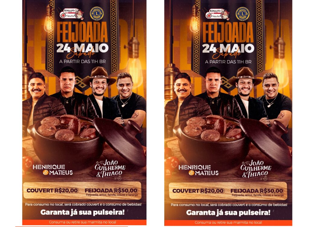 Feijoada do Lions Clube é neste sábado, adquira sua pulseira