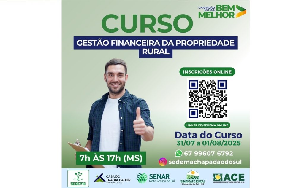 Vagas abertas: Curso de Gestão financeira da propriedade rural