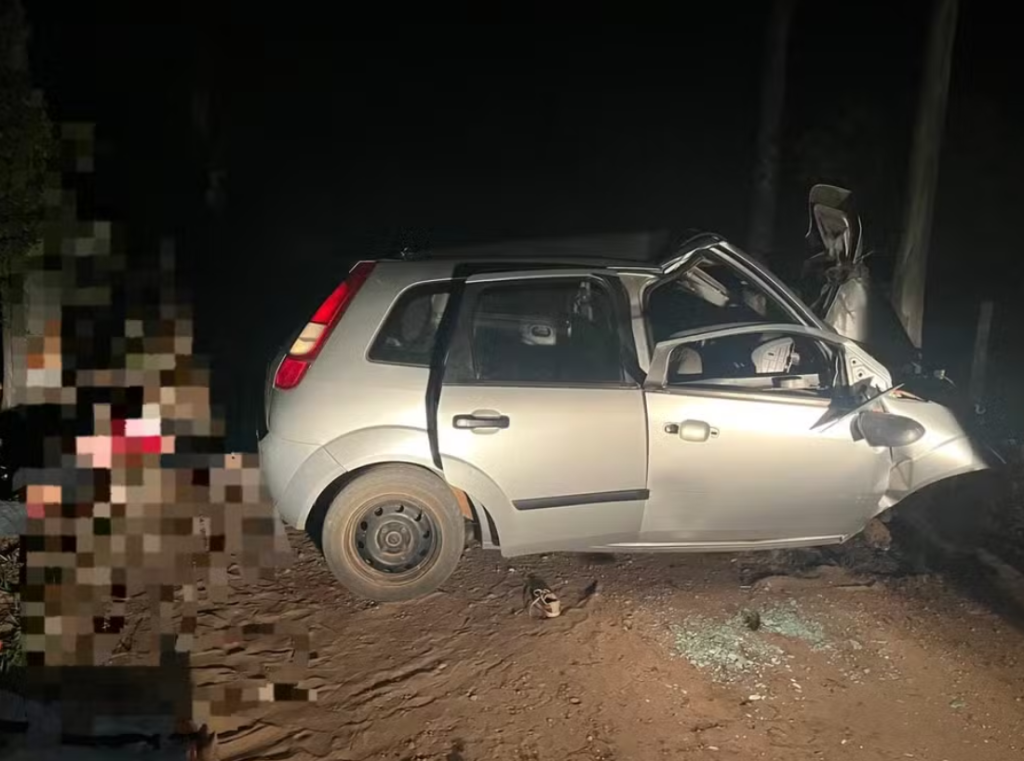 Carro com 7 pessoas bate em eucalipto e duas crianças morrem em MS