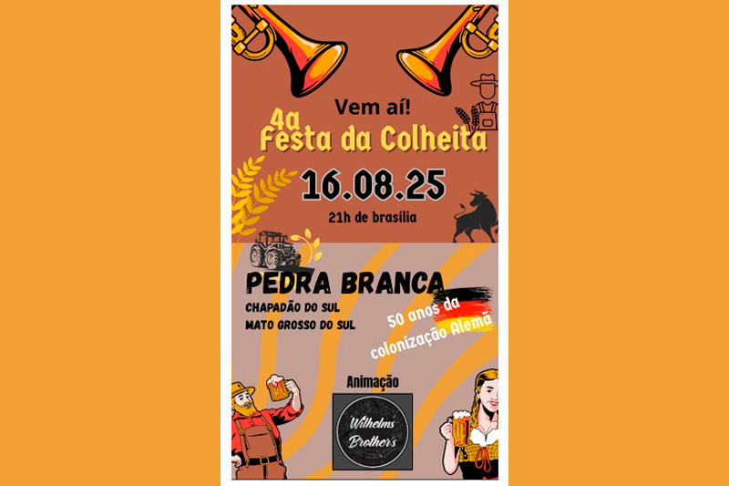 Festa da Colheita da Pedra Branca comemora 50 anos da colonização alemã em Chapadão do Sul