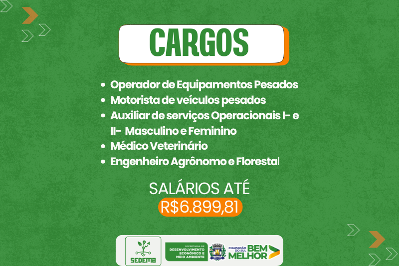 INSCRIÇÕES PRORROGADAS: Processo Seletivo da SEDEMA com salários de até R$ 6,8 mil