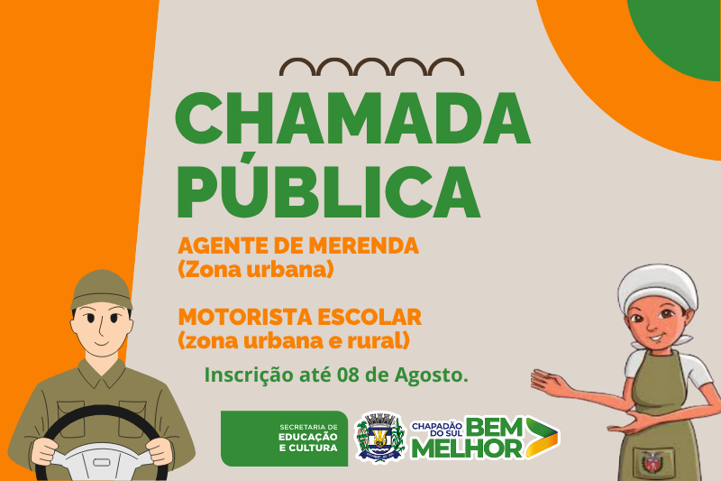 Educação abre chamada pública para contratação temporária de Motoristas Escolares e Agentes de Merenda