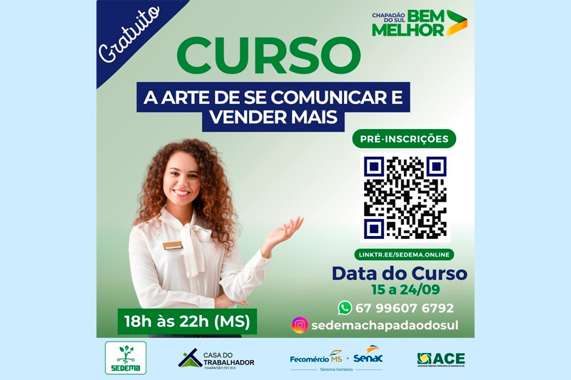 Prefeitura oferece curso gratuito “A Arte de se Comunicar e de Vender Mais”