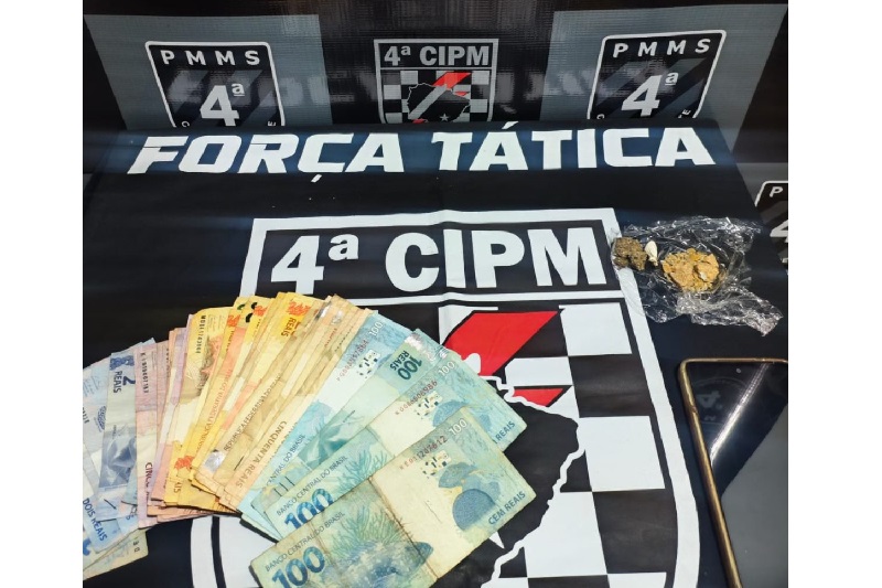 Força tática da 4ª CIPM apreende drogas e prende homem por tráfico em Chapadão do Sul