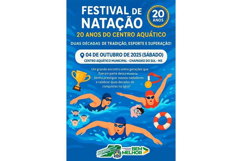 Festival de Natação comemorará 20 anos do Centro Aquático de Chapadão do Sul