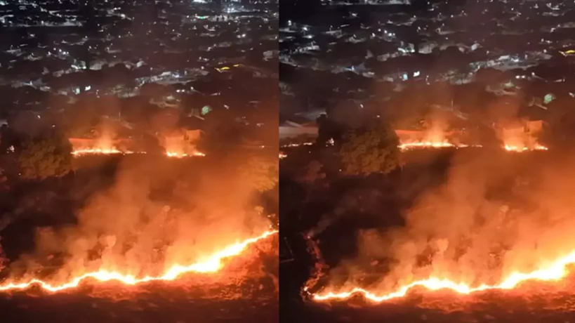 Incêndio de grandes proporções destrói área de mata em Paranaíba