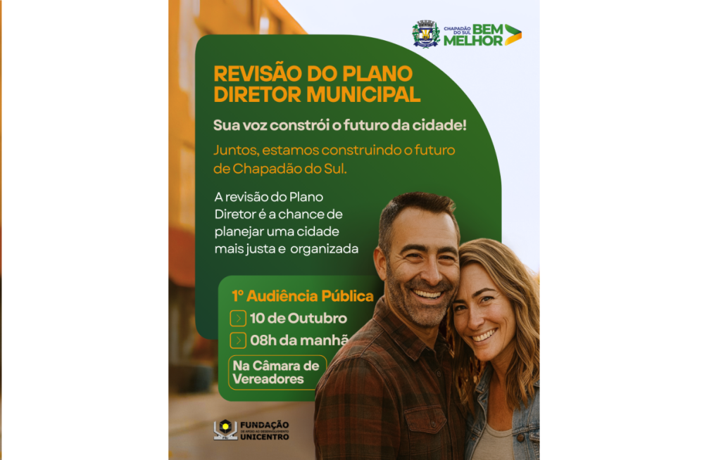 HOJE: sexta-feira 10, tem audiência pública do Plano Diretor