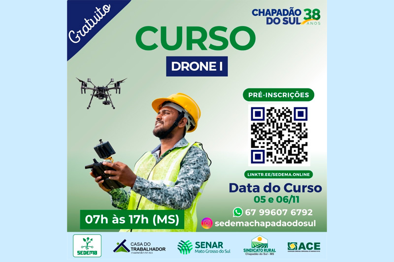 Chapadão do Sul abre inscrições para curso gratuito de Pilotagem de Drones – Módulo I