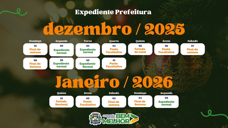 Prefeitura define ponto facultativo para final de ano