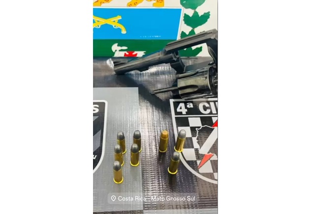 PM de Costa Rica e Força Tática da 4ª CIPM apreende revólver com numeração suprimida