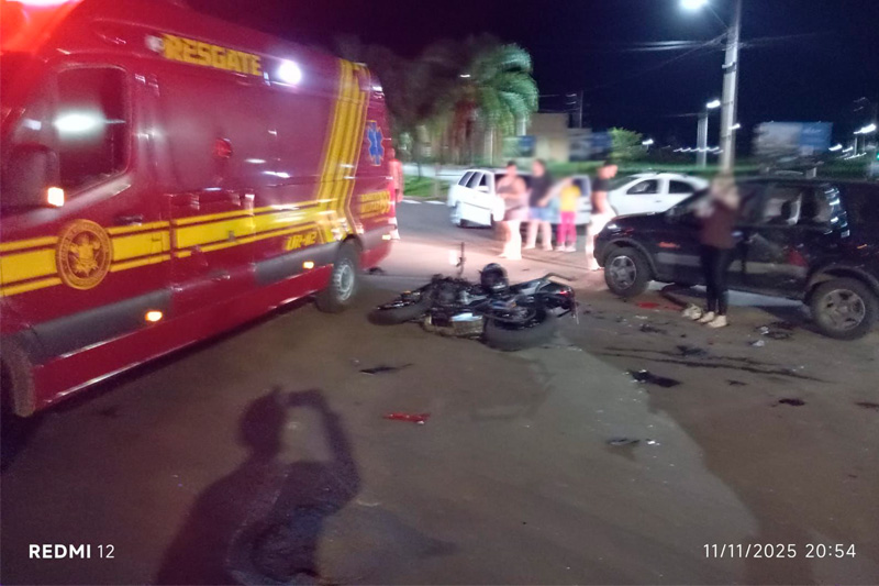 Motociclista fica gravemente ferido em acidente de trânsito em Chapadão do Sul