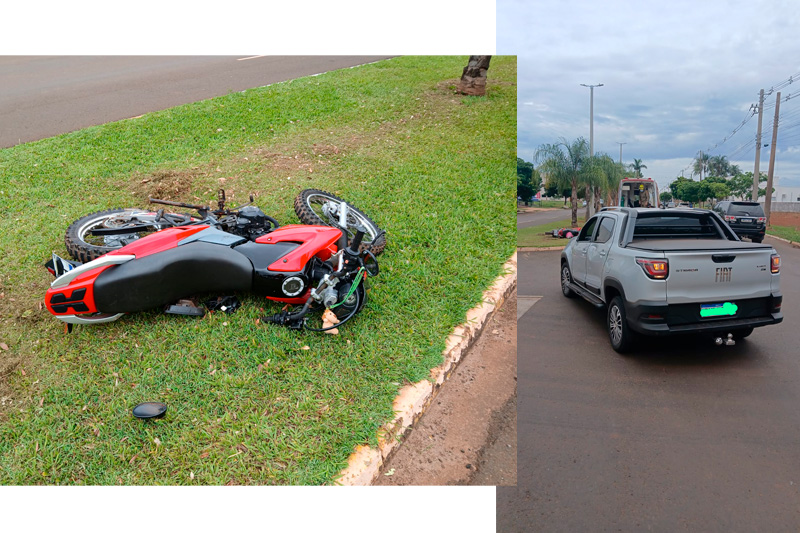 Acidente envolvendo motocicleta e carro em Chapadão do Sul deixa homem ferido