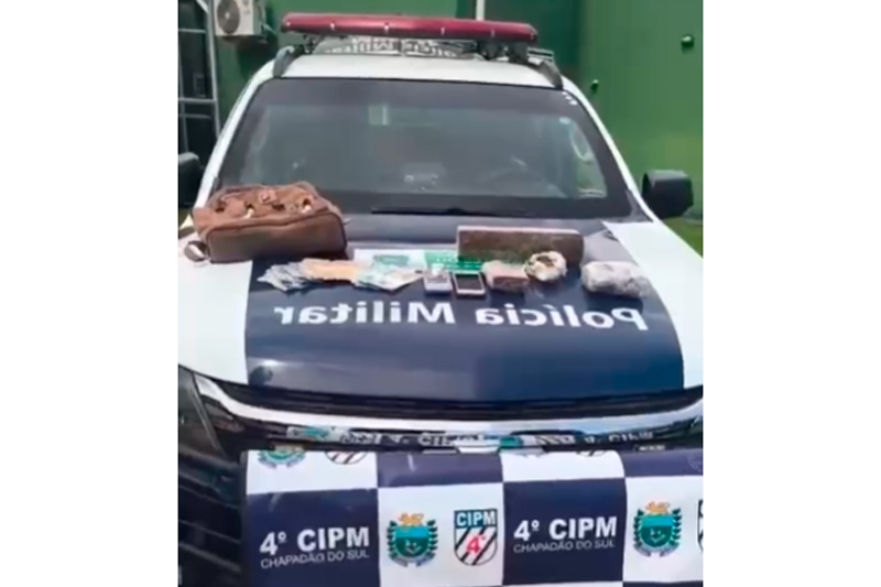 PM apreende drogas e munição que estavam com um homem em Chapadão do Sul
