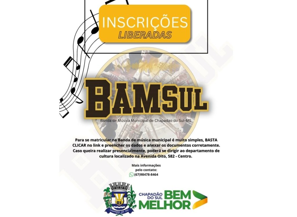 Banda Municipal de Chapadão do Sul está com inscrições abertas