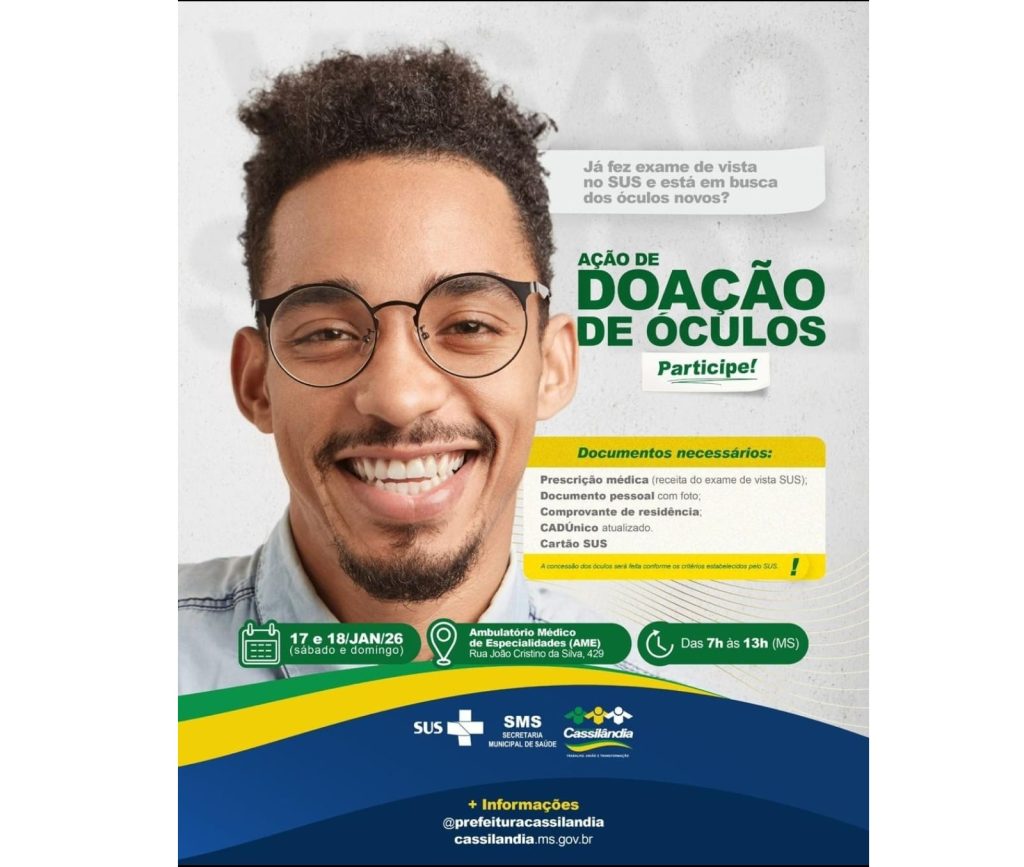 Ação de Doação de Óculos atende moradores de Cassilândia neste fim de semana