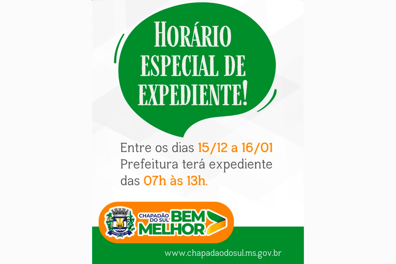 Até dia 16 de janeiro Prefeitura está atendimento das 07 às 13h
