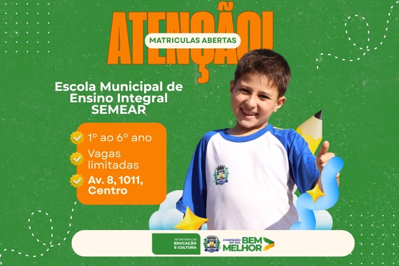 Matrículas Abertas 2026: Escola Municipal Integral SEMEAR