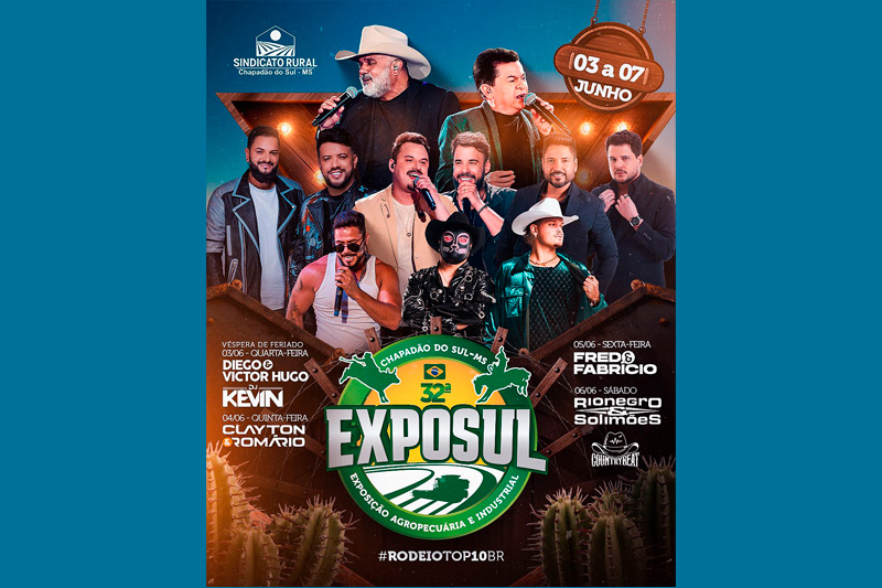Sindicato Rural de Chapadão do Sul divulga grade de shows da 32ª EXPOSUL