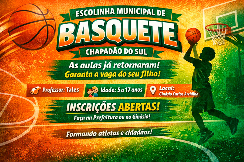 Escolinha de basquete da Prefeitura de Chapadão do Sul voltou às suas atividades e há vagas