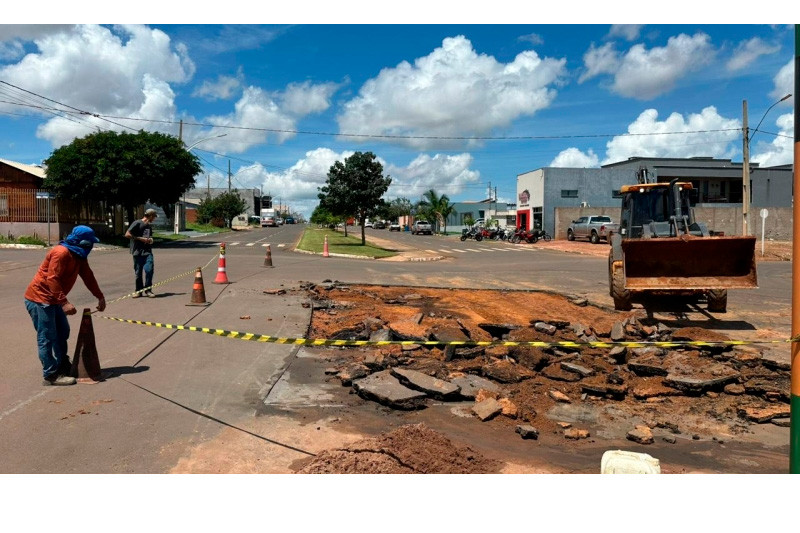 Obras e Seinfra iniciam recuperação do asfalto na Av. Mato Grosso do Sul após danos causados pelas chuvas