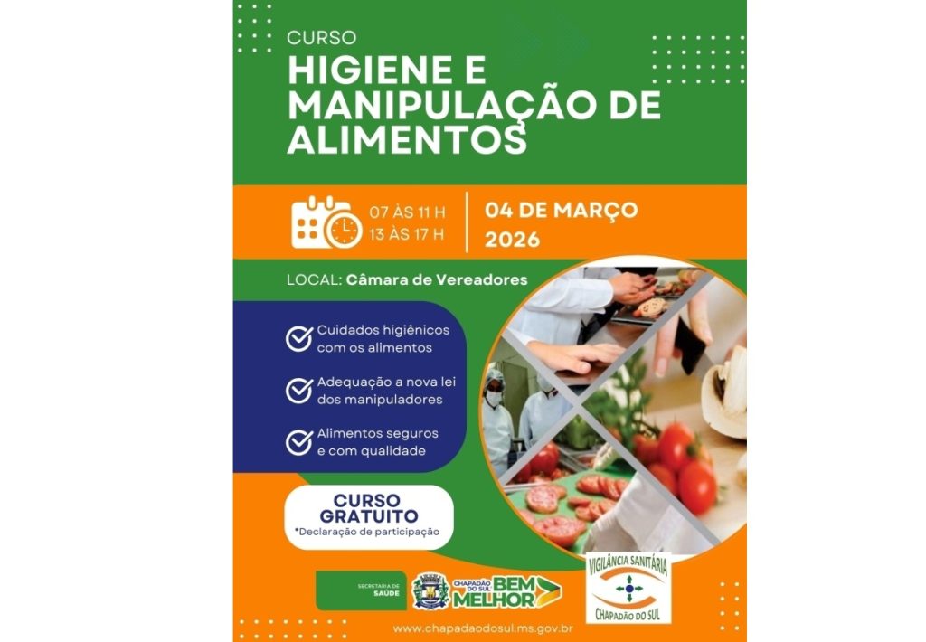 Vigilância Sanitária promove curso para manipuladores de alimentos na quarta-feira, 04