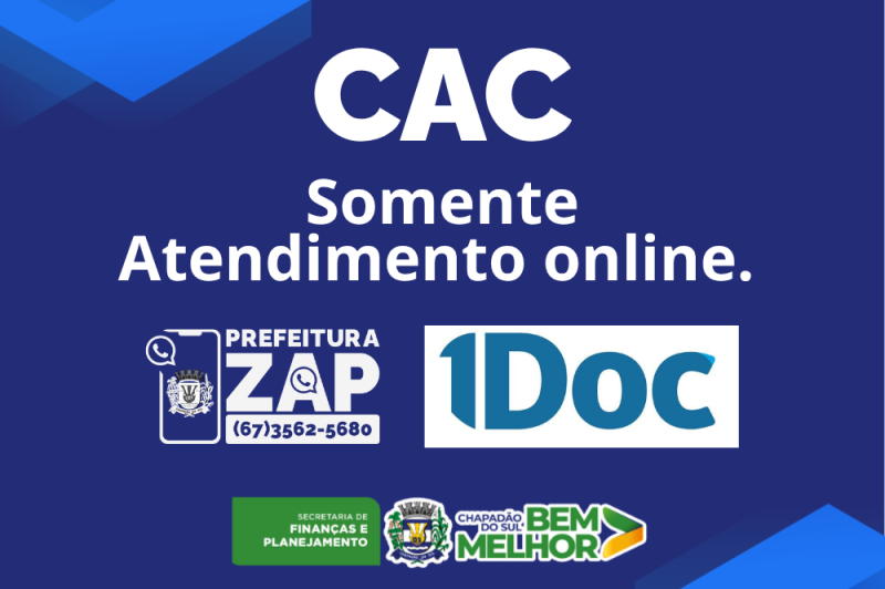 Sala passa por reformas, e CAC terá somente atendimento online nesta terça, quarta e quinta-feira