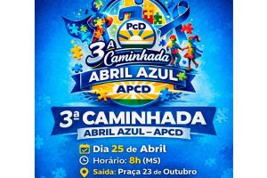 Neste sábado (25), a 3ª Caminhada Abril Azul da APcD de Chapadão do Sul
