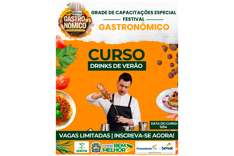 Especial Festival Gastronômico: SEDEMA oferta curso de Drinks de Verão em parceria com o SENAC MS
